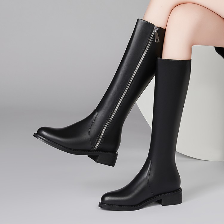 Women's Over-the-Knee Knight Boots with Pointed Toe and Metal Decoration