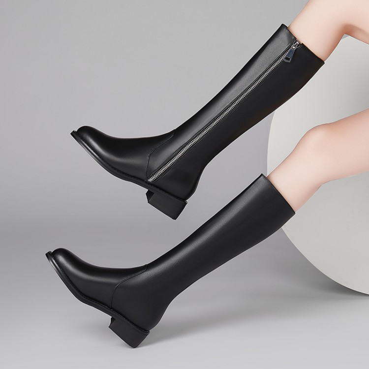 Women's Over-the-Knee Knight Boots with Pointed Toe and Metal Decoration