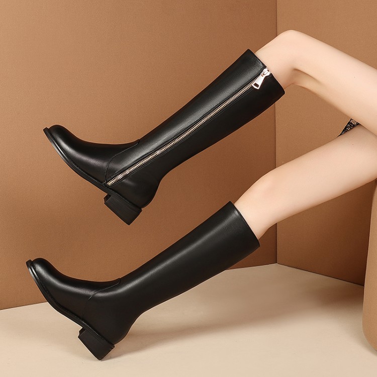 Women's Over-the-Knee Knight Boots with Pointed Toe and Metal Decoration