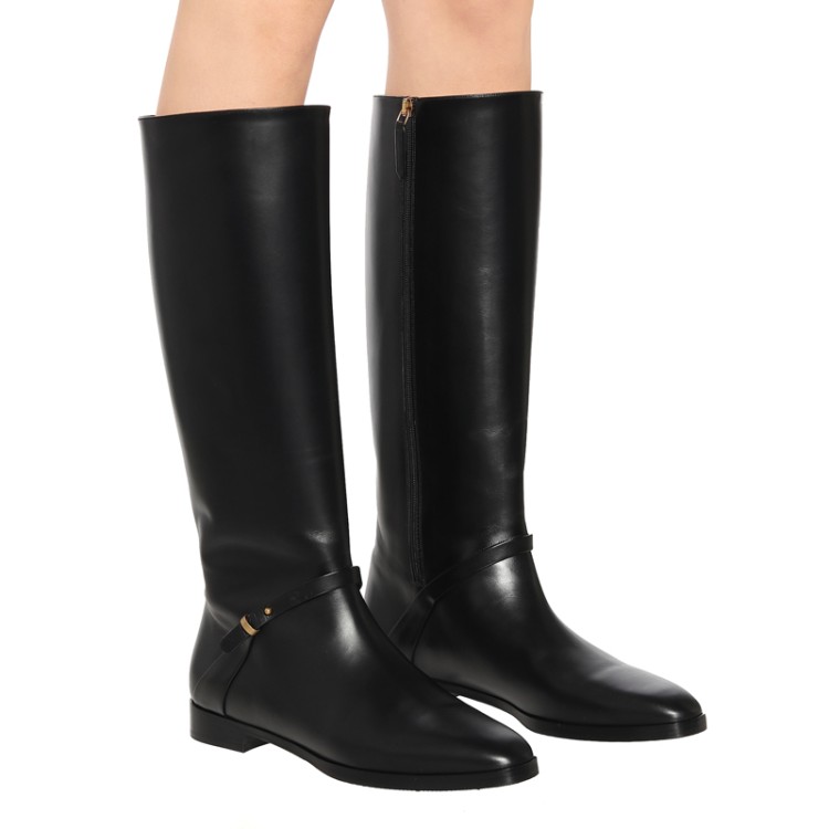 Women's Over-the-Knee Knight Boots with Square Toe and Buckle Detail