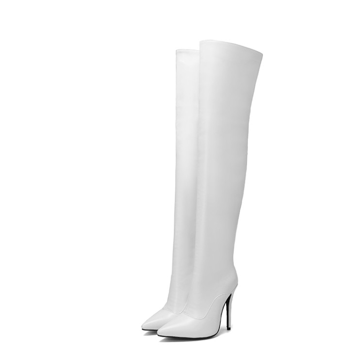Women's Over-the-Knee Pointed Toe Stiletto Heel Fashion Boots with Metal Decoration