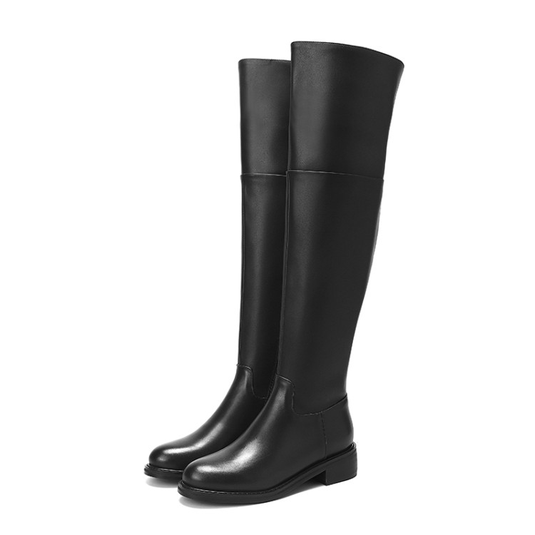 Women's Over-the-Knee Pointed Toe Chunky Heel Riding Boots with Side Zipper