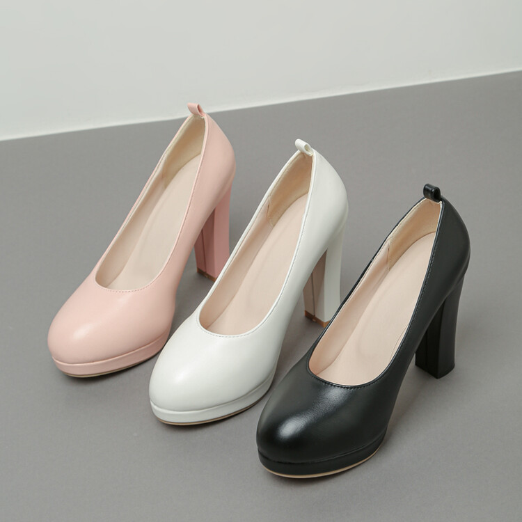 Sweet Style Women's Flat Shoes with Chunky High Heel and Platform