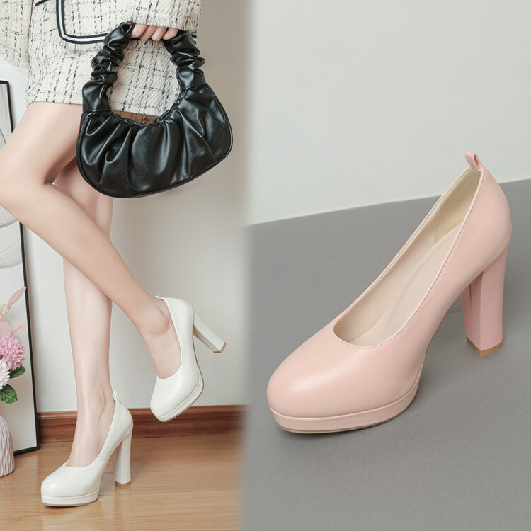 Sweet Style Women's Flat Shoes with Chunky High Heel and Platform