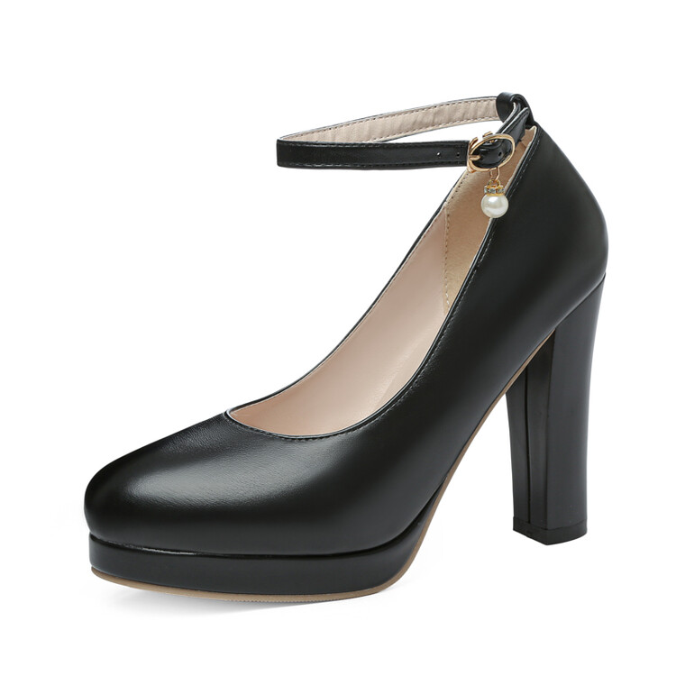 Women's Fashion Single Shoes with Buckle Strap and High Heel