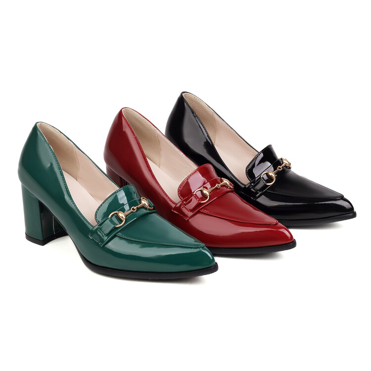 Minimalist High Heel Loafers with Chunky Heel and Pointed Toe