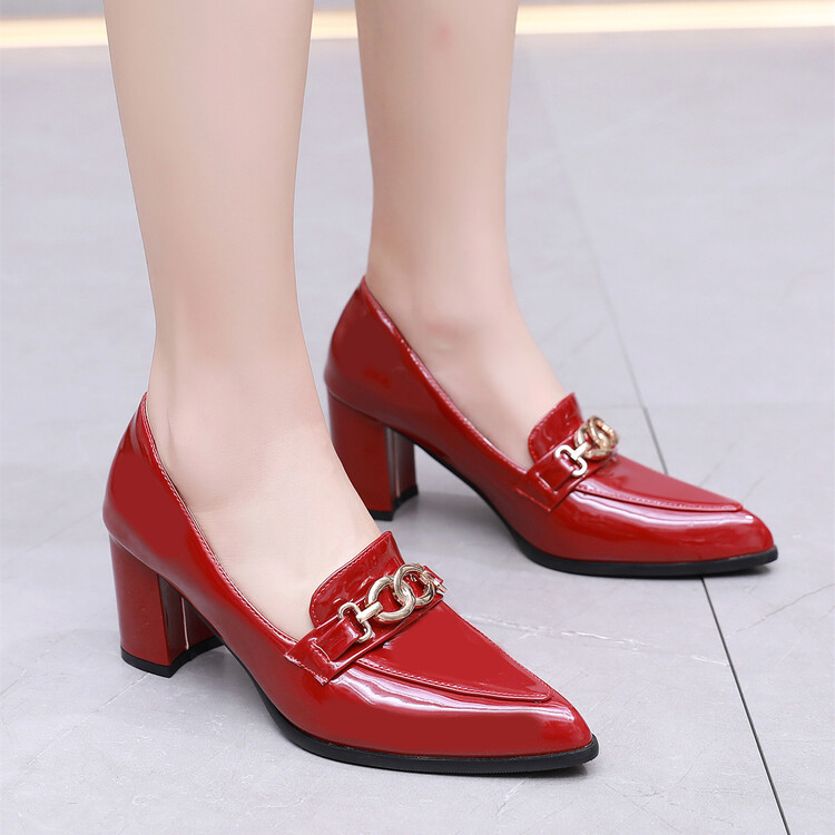 Women's High Heel Pointed Toe Pumps with Metal Decoration - Style k.html