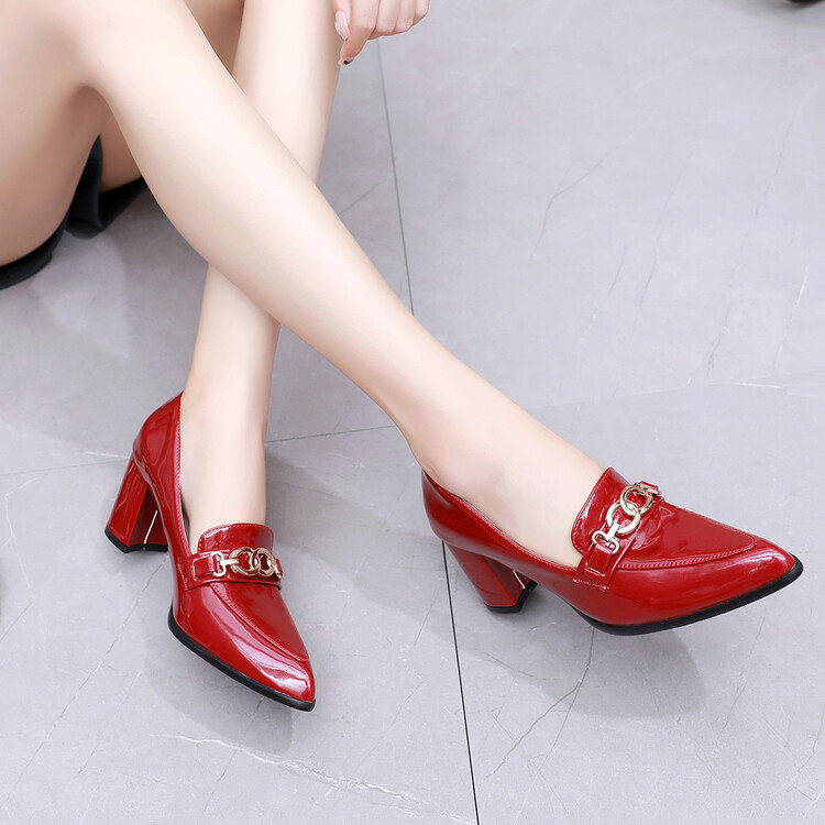 Women's High Heel Pointed Toe Pumps with Metal Decoration - Style k.html