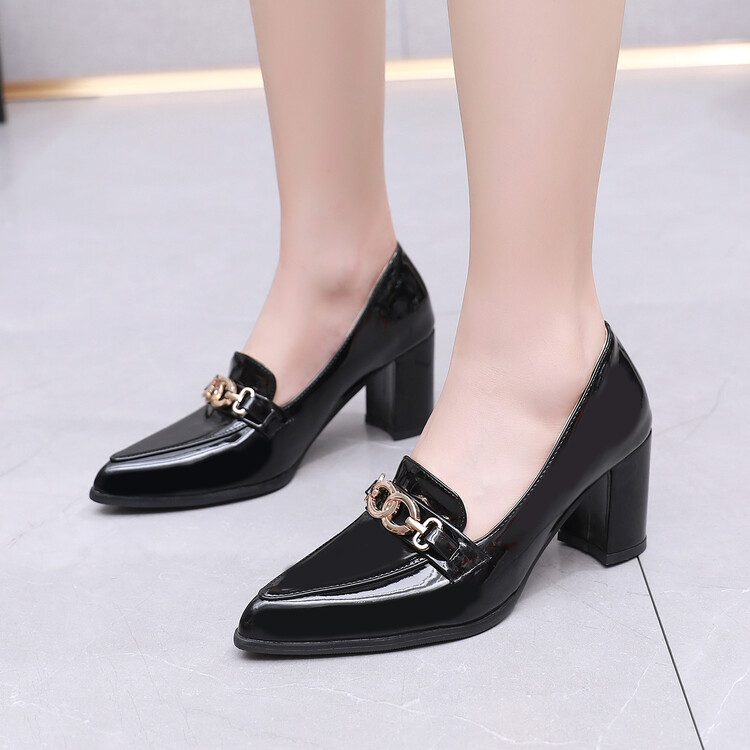 Women's High Heel Pointed Toe Pumps with Metal Decoration - Style k.html