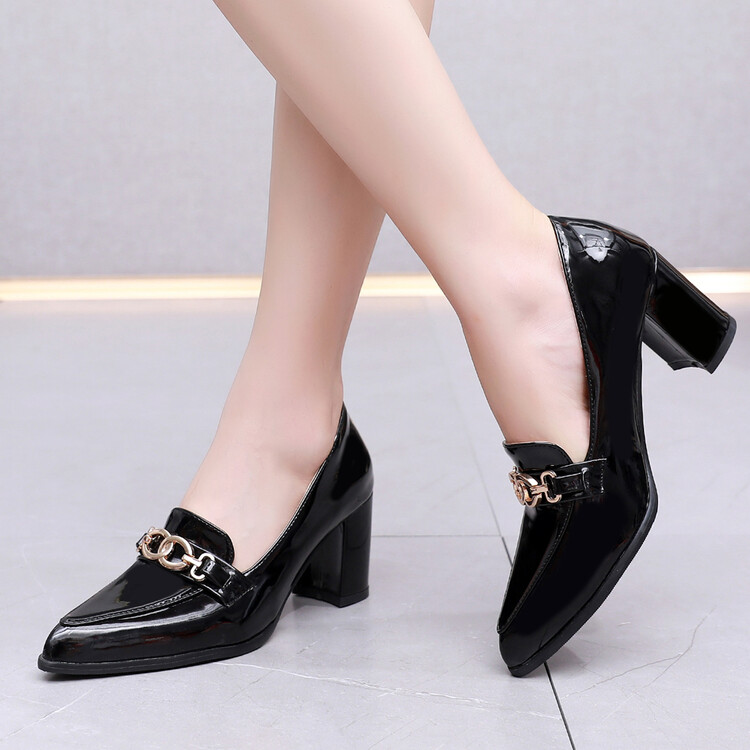 Women's High Heel Pointed Toe Pumps with Metal Decoration - Style k.html