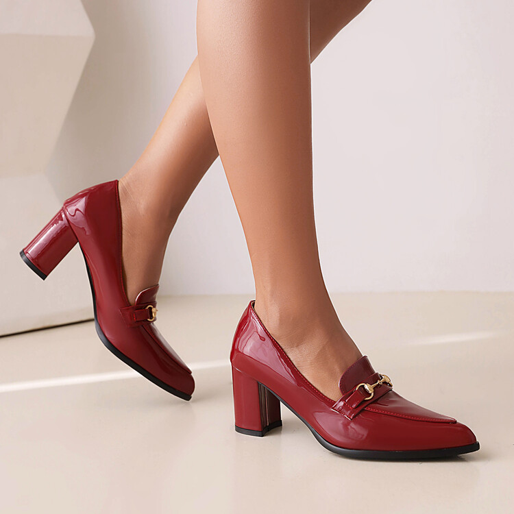 Women's High Heel Pointed Toe Pumps with Metal Decoration - Style c.html