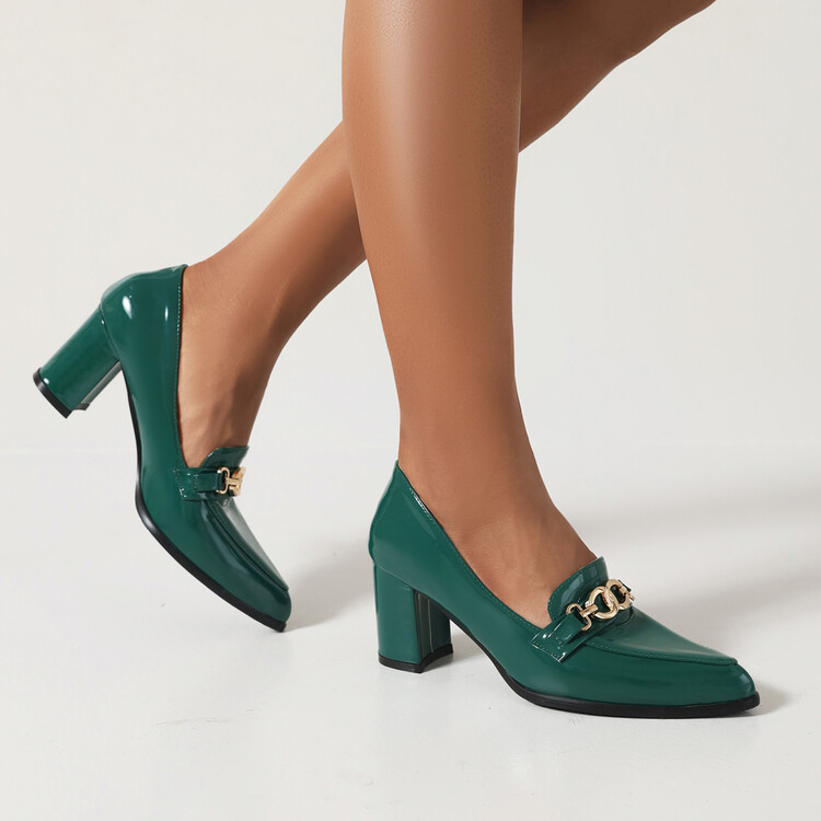 Women's High Heel Pointed Toe Pumps with Metal Decoration - Style k.html