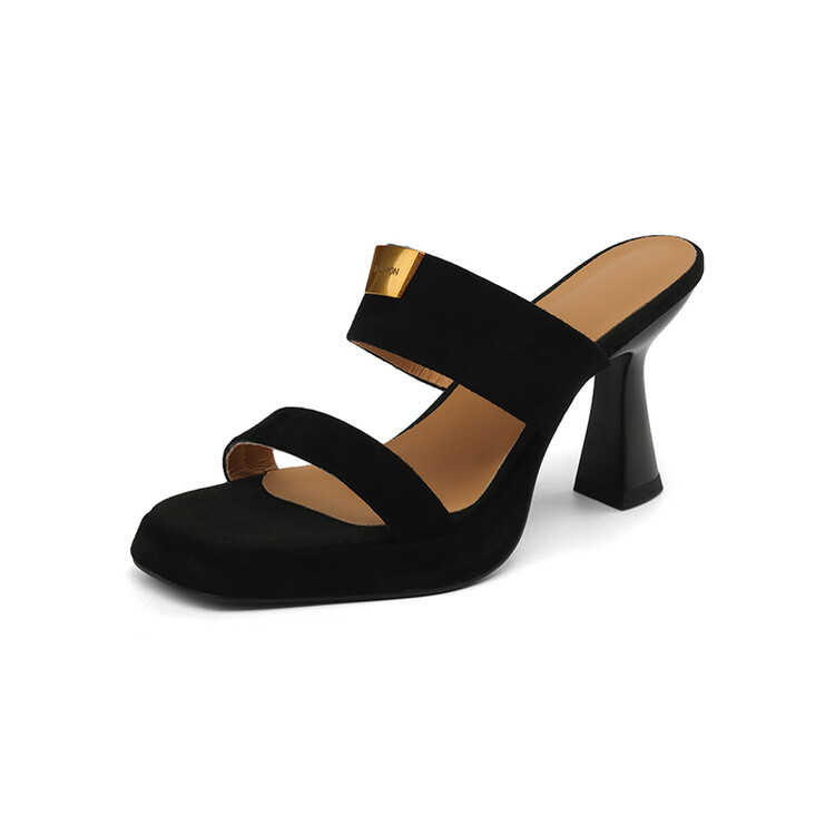 Women's Korean Style One-Strap Slide Sandals with Super High Heel and Platform