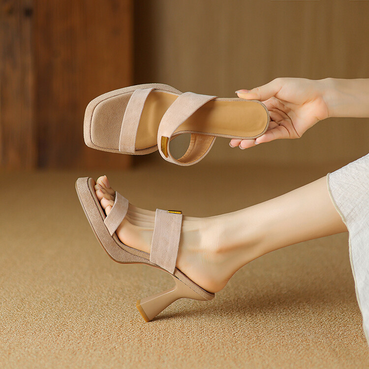 Women's Korean Style One-Strap Slide Sandals with Super High Heel and Platform