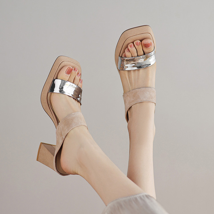 Minimalist One-Strap Slides with Chunky High Heel and Platform