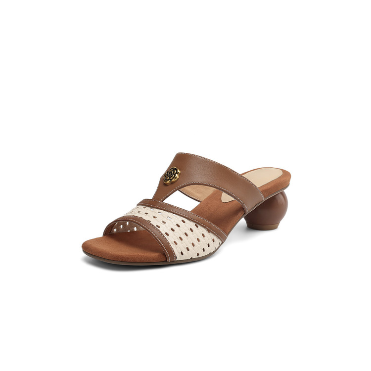 Minimalist One-Strap Slides with Mid Chunky Heel
