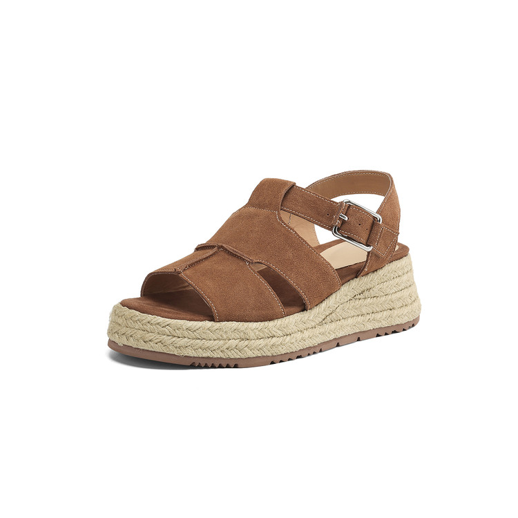 Women's Casual Suede Sandals with Platform Wedge Heel