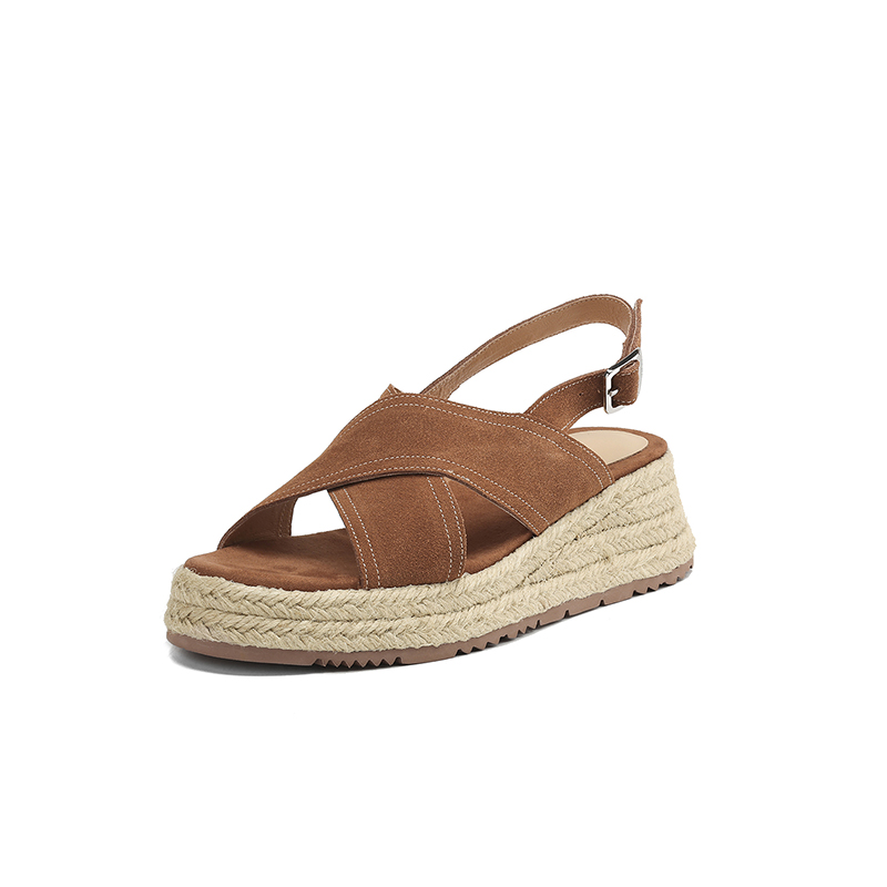 Casual Sandals with Suede Upper and Rubber Foam Sole