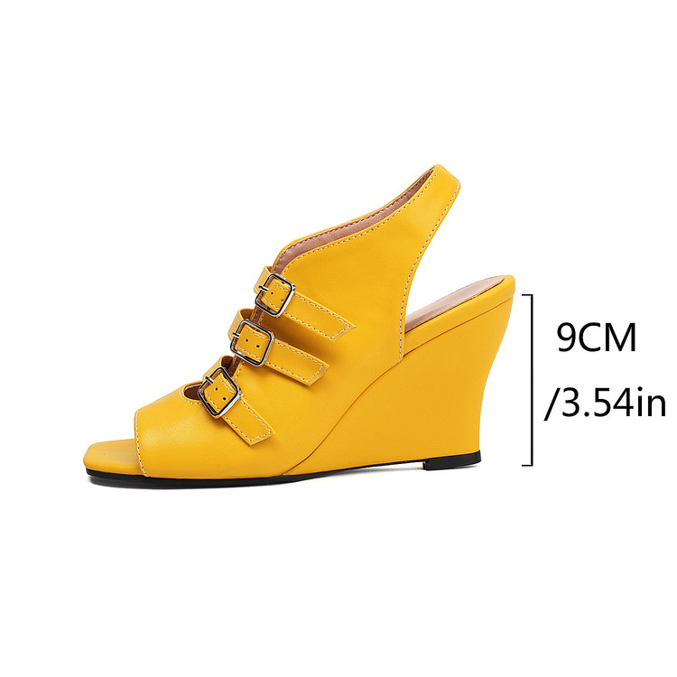 Women's Platform Wedge Sandals with Buckle Ankle Strap