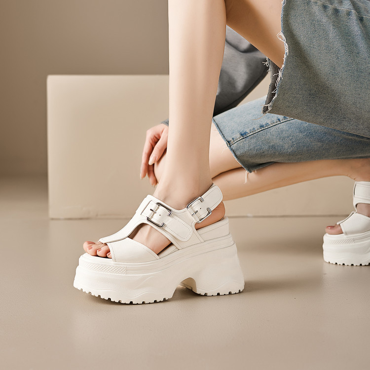 Women's Casual High Heel Sandals with Leather Upper and EVA Sole - Style q.html