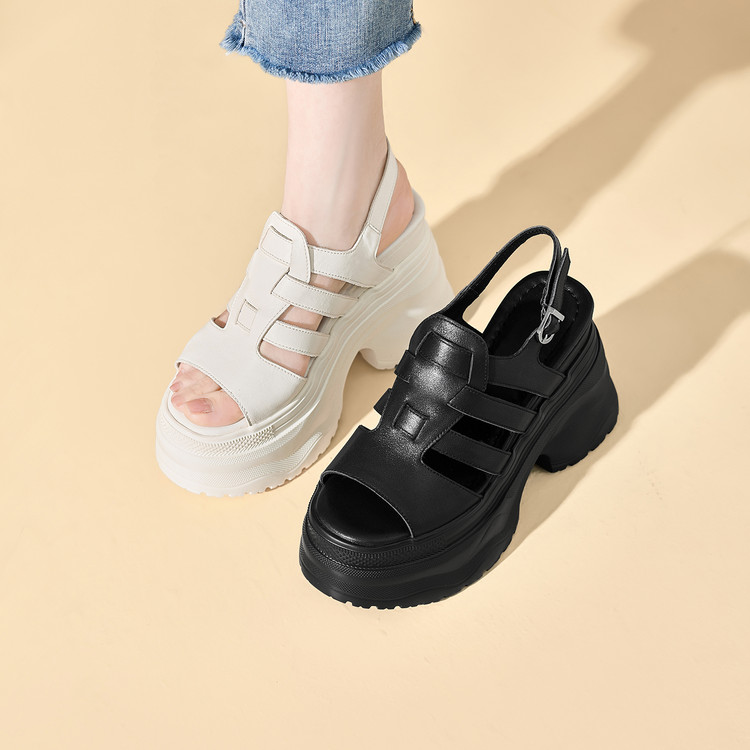 Women's Casual High Heel Sandals with Leather Upper and EVA Sole - Style c.html