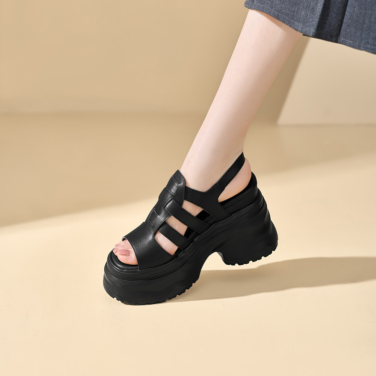 Women's Casual High Heel Sandals with Leather Upper and EVA Sole - Style c.html